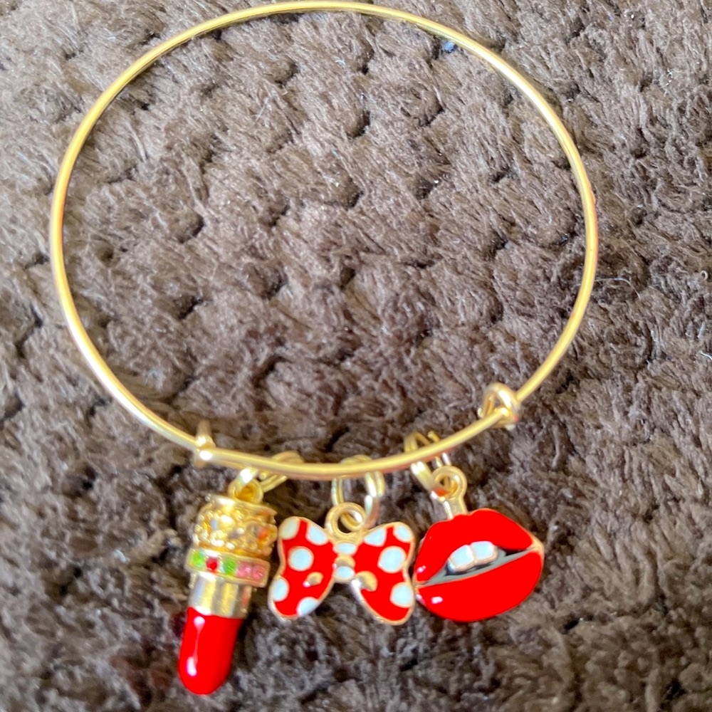 Gold tone charm bangle handmade